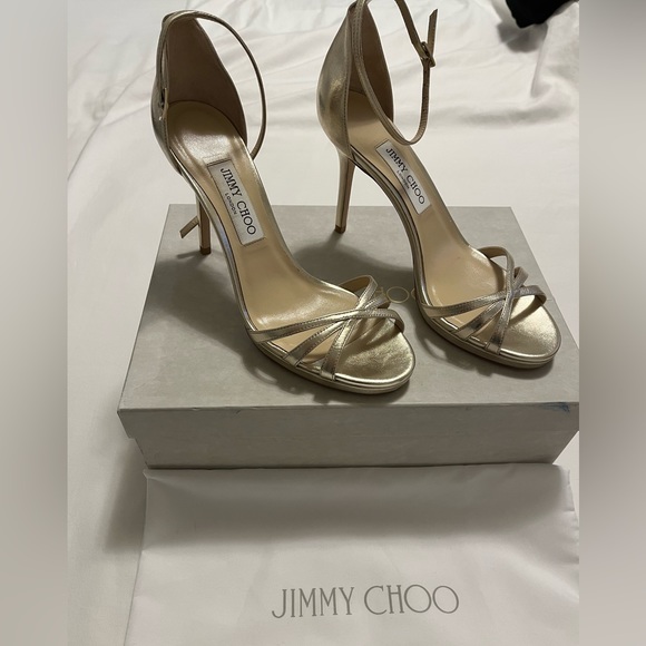 Jimmy Choo size EU39 gold 100mm strap sandals - Picture 2 of 4